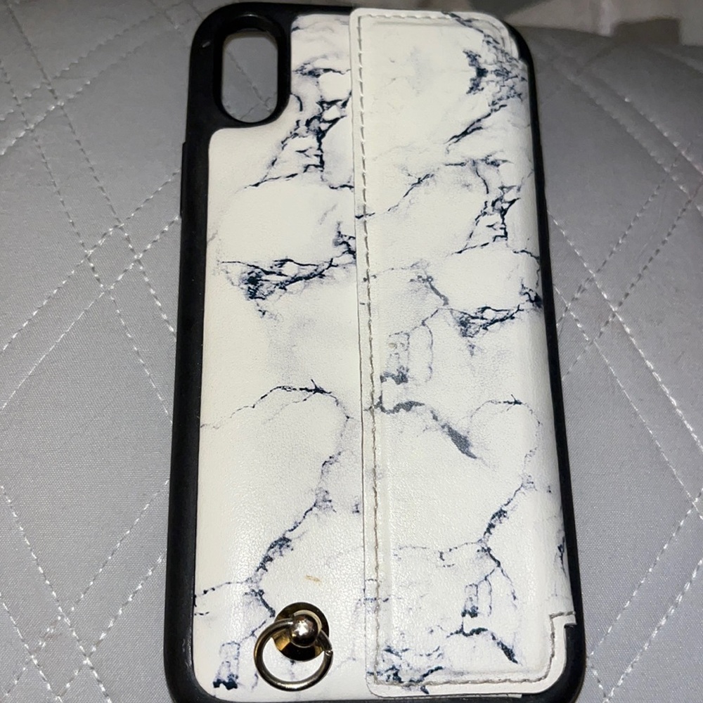 iPhone XR marble wallet case